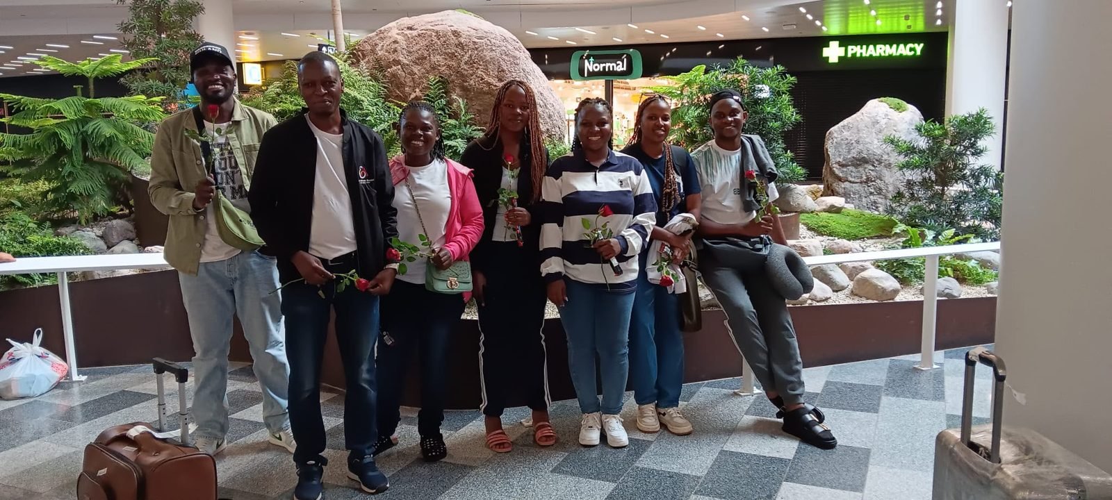 The team welcomed at Helsinki-Vantaa Airport