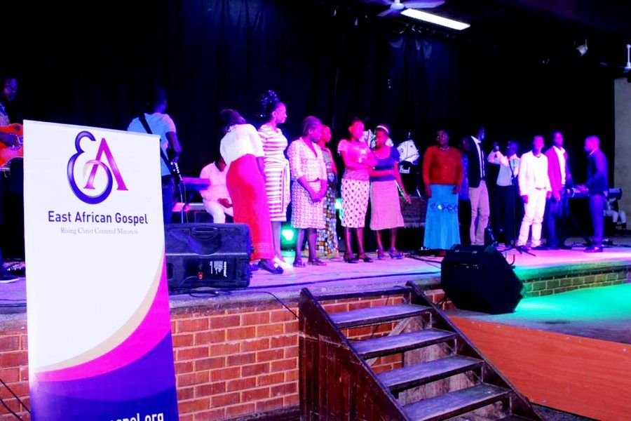 Gospel singers performing on stage